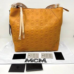 MCM Klara Large Monogrammed Leather Hobo Bag